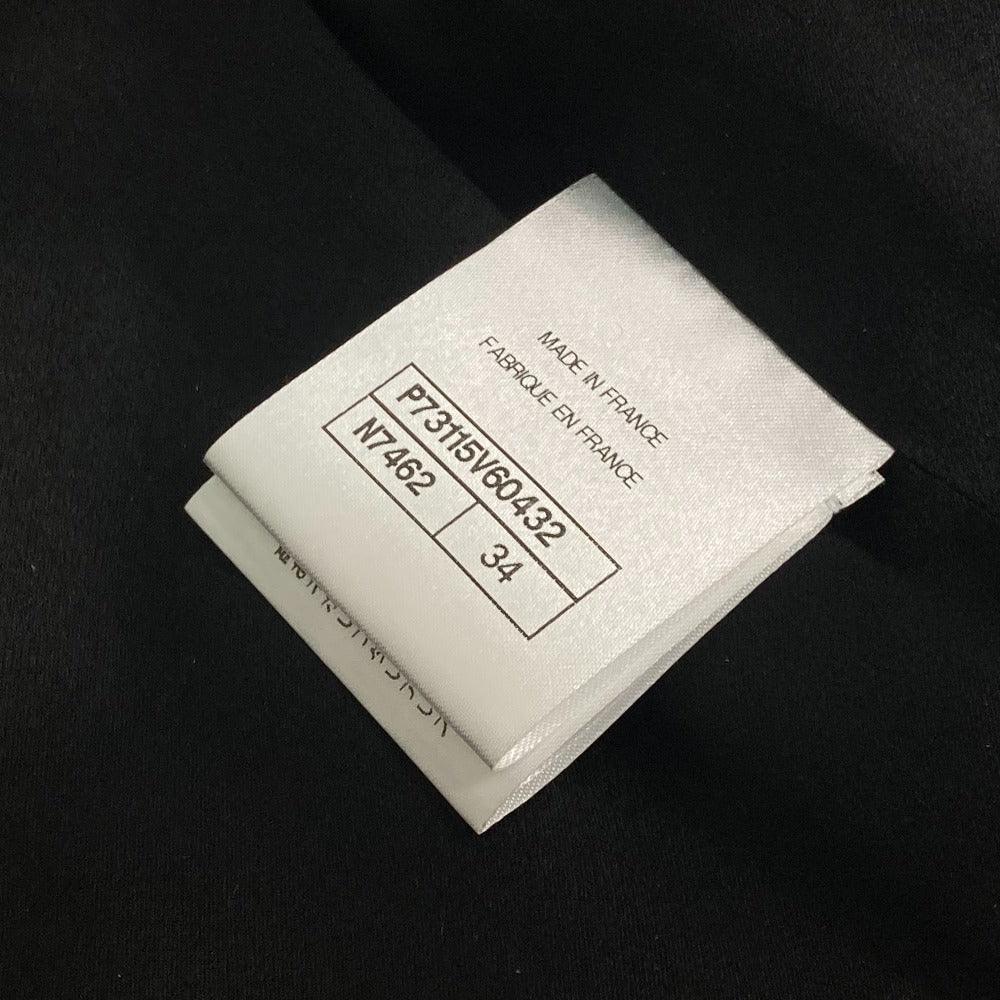 CHANEL coat P73115 Nylon, Cotton black lame tweed Matelasse COCO Mark Button Women 34 Used Authentic