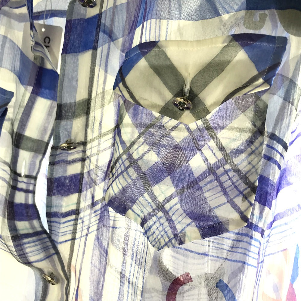 CHANEL blouse P74508 silk white CC COCO Mark printed muslin 34