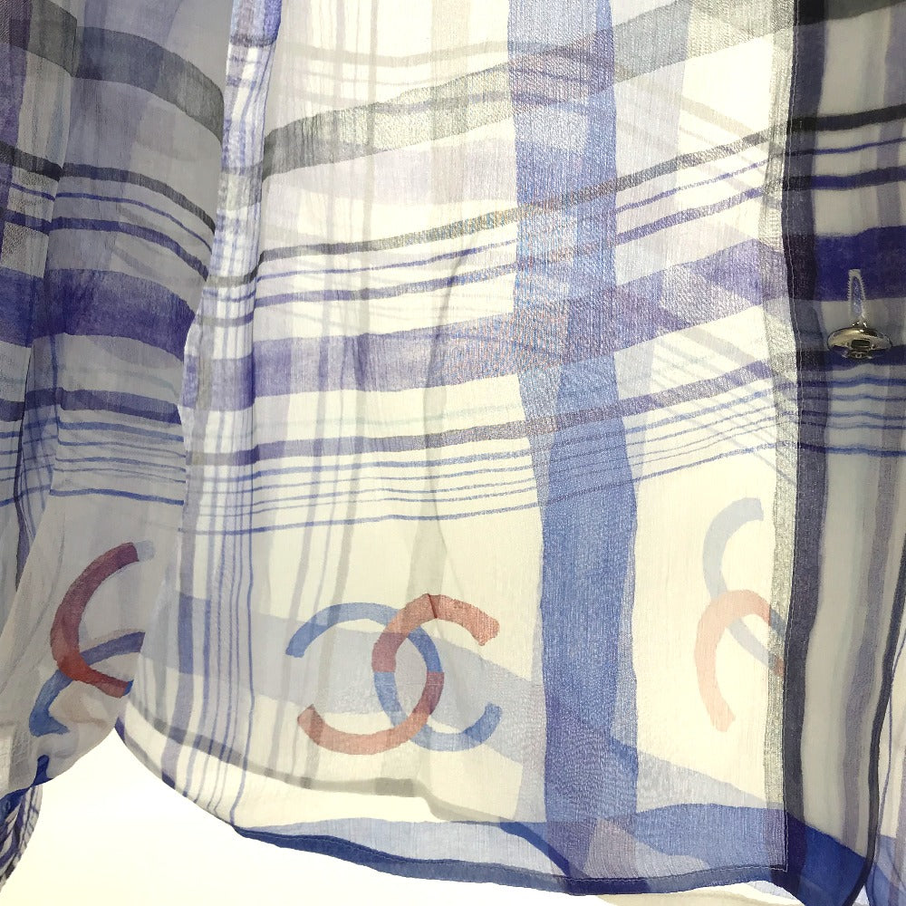 CHANEL blouse P74508 silk white CC COCO Mark printed muslin 34
