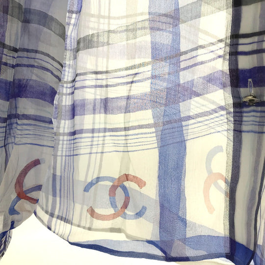 CHANEL blouse P74508 silk white CC COCO Mark printed muslin 34