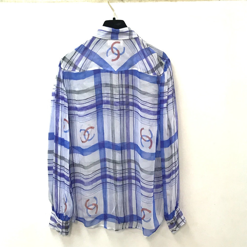 CHANEL blouse P74508 silk white CC COCO Mark printed muslin Women 34 Used Authentic