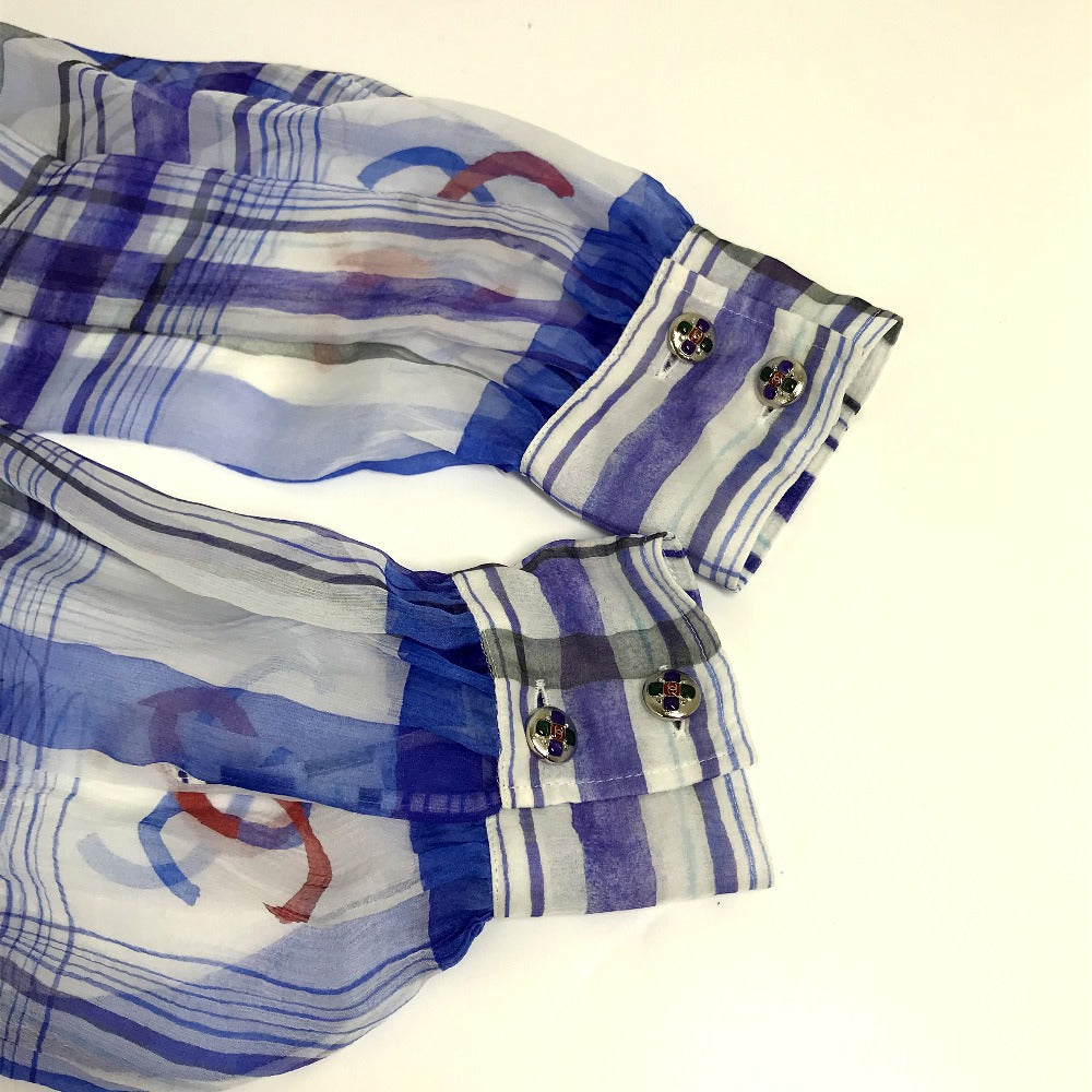 CHANEL blouse P74508 silk white CC COCO Mark printed muslin 34