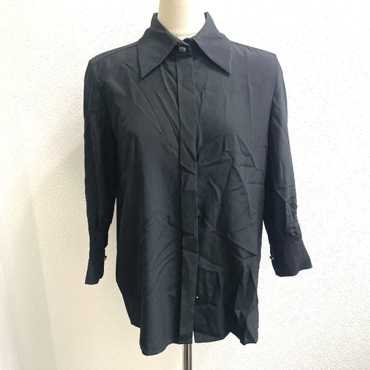 CHANEL Long sleeve shirt P52246 silk black 15B Tops shirt 34