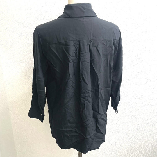 CHANEL Long sleeve shirt P52246 silk black 15B Tops shirt 34