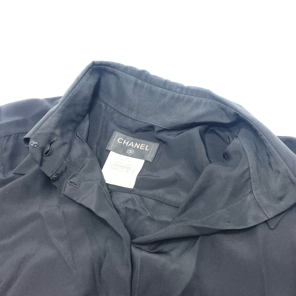 CHANEL Long sleeve shirt P52246 silk black 15B Tops shirt 34