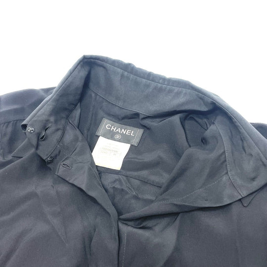CHANEL Long sleeve shirt P52246 silk black 15B Tops shirt 34