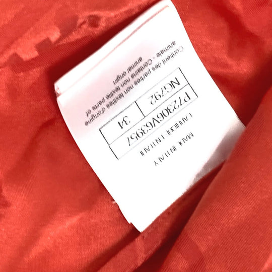 CHANEL Cut P72306 silk Red type Logo all-over pattern Frill 34