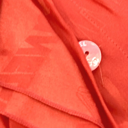 CHANEL Cut P72306 silk Red type Logo all-over pattern Frill 34