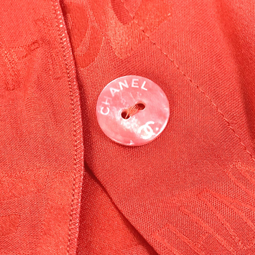 CHANEL Cut P72306 silk Red type Logo all-over pattern Frill 34