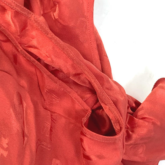 CHANEL Cut P72306 silk Red type Logo all-over pattern Frill 34