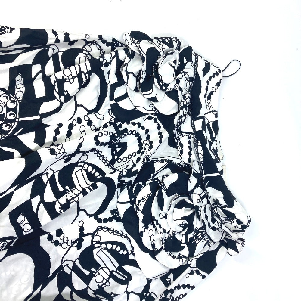 CHANEL skirt P71863 silk white CC COCO Mark Camellia all over pattern icon 34