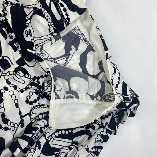 CHANEL skirt P71863 silk white CC COCO Mark Camellia all over pattern icon 34