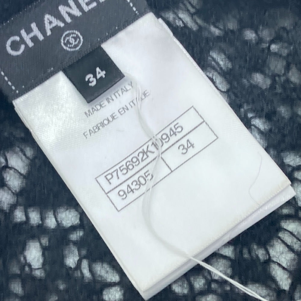 CHANEL knit P75692 Alpaca, Nylon black CC COCO Mark Lace Rhinestone Women 34 Used Authentic