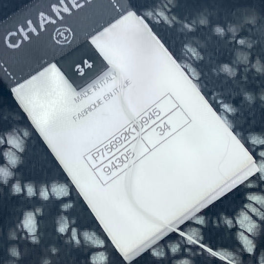 CHANEL knit P75692 Alpaca, Nylon black CC COCO Mark Lace Rhinestone Women 34 Used Authentic