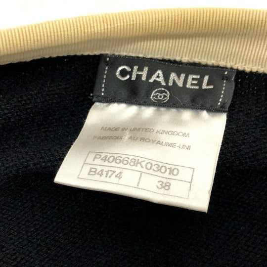 CHANEL cardigan P40668 knit black Bicolor Chain COCO Button Women 38 Used Authentic