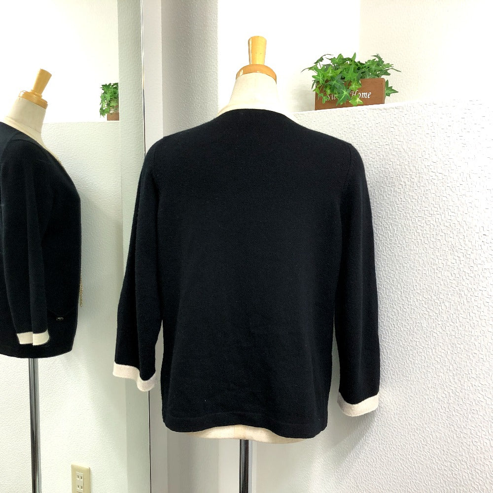 CHANEL cardigan P40668 knit black Bicolor Chain COCO Button Women 38 Used Authentic