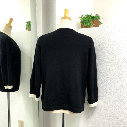 CHANEL cardigan P40668 knit black Bicolor Chain COCO Button Women 38 Used Authentic
