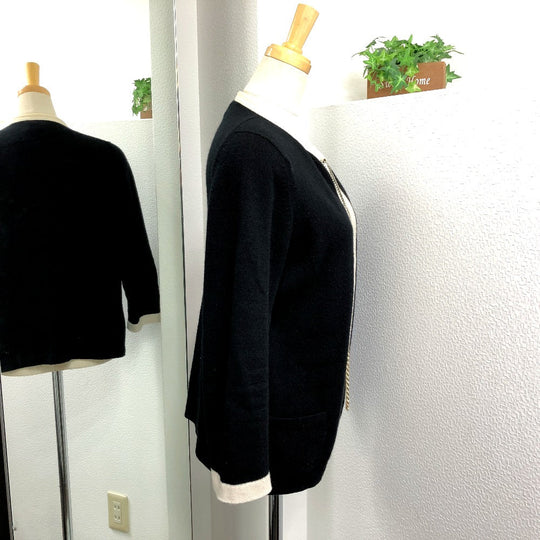CHANEL cardigan P40668 knit black Bicolor Chain COCO Button Women 38 Used Authentic