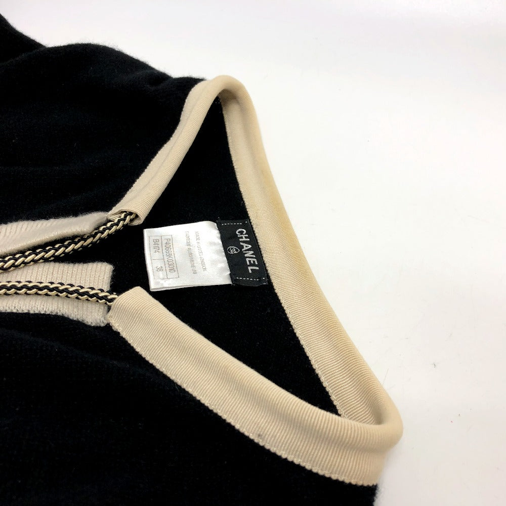 CHANEL cardigan P40668 knit black Bicolor Chain COCO Button Women 38 Used Authentic