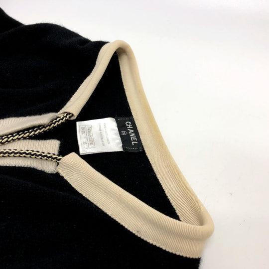 CHANEL cardigan P40668 knit black Bicolor Chain COCO Button Women 38 Used Authentic