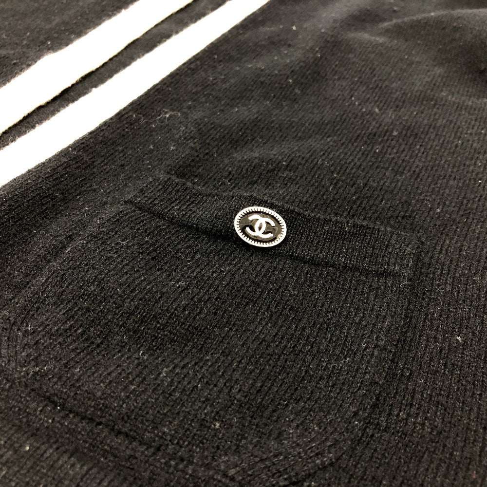 CHANEL cardigan P40668 knit black Bicolor Chain COCO Button Women 38 Used Authentic