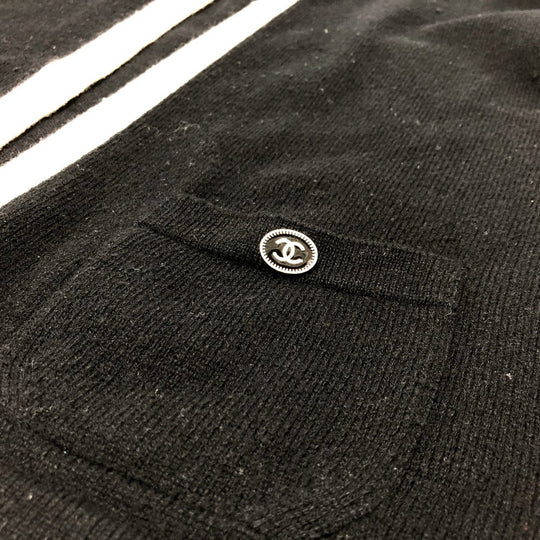 CHANEL cardigan P40668 knit black Bicolor Chain COCO Button Women 38 Used Authentic