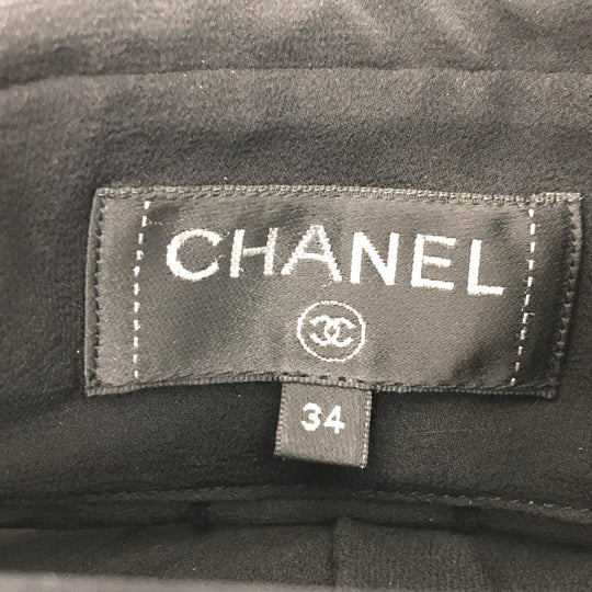 CHANEL blouse P55115 silk black Apparel long sleeve tops See-through Camellia Brooch Women 34 Used Authentic