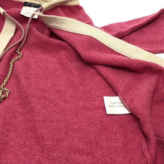 CHANEL cardigan P40668K cashmere pink outer Bicolor Chain 38