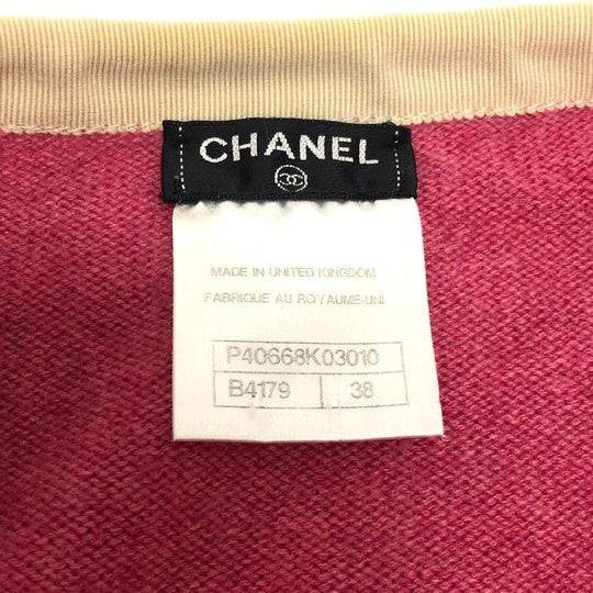 CHANEL cardigan P40668K cashmere pink outer Bicolor Chain 38