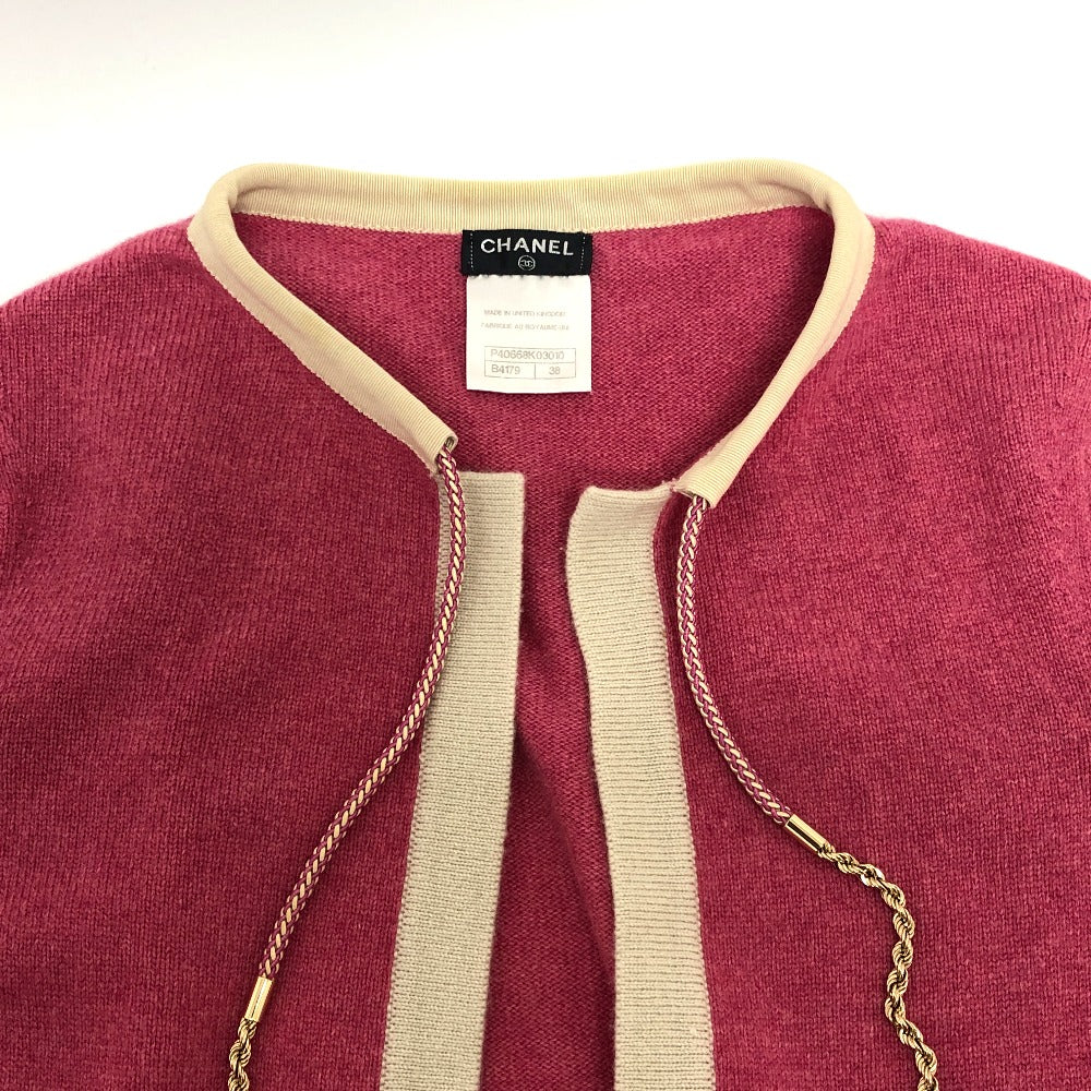 CHANEL cardigan P40668K cashmere pink outer Bicolor Chain 38