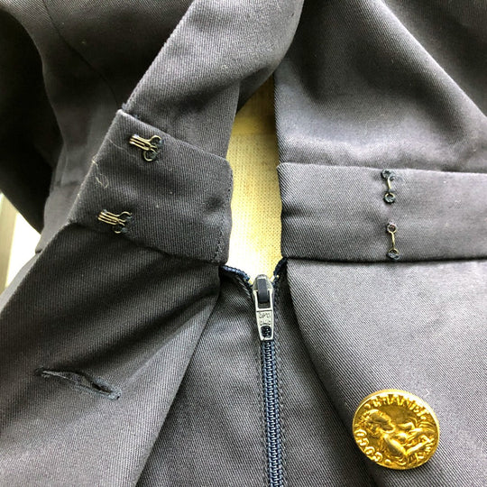 CHANEL one piece cotton Navy Vintage Coco Chanel Buttons Women 36 Used Authentic