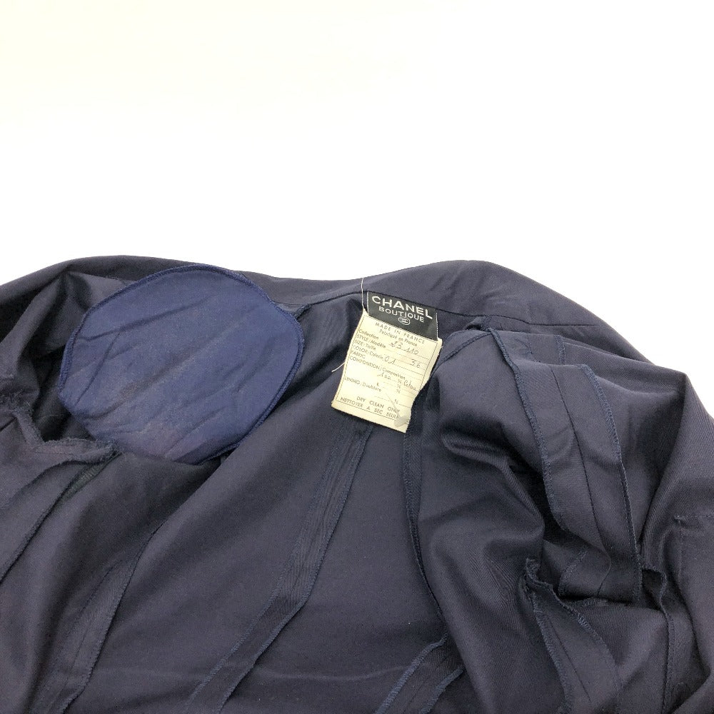 CHANEL one piece cotton Navy Vintage Coco Chanel Buttons Women 36 Used Authentic