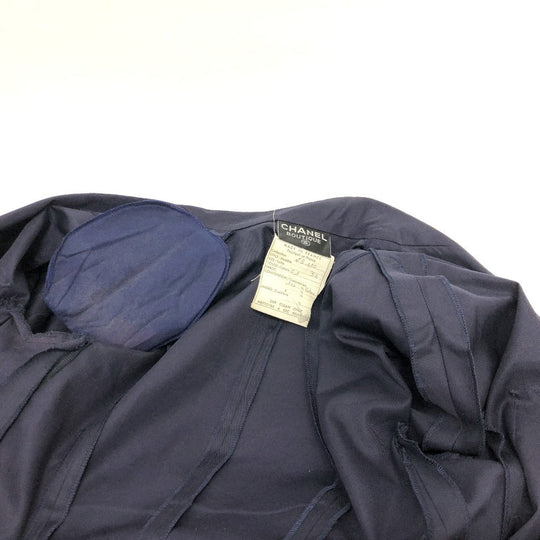 CHANEL one piece cotton Navy Vintage Coco Chanel Buttons Women 36 Used Authentic