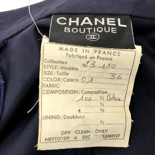 CHANEL one piece cotton Navy Vintage Coco Chanel Buttons Women 36 Used Authentic