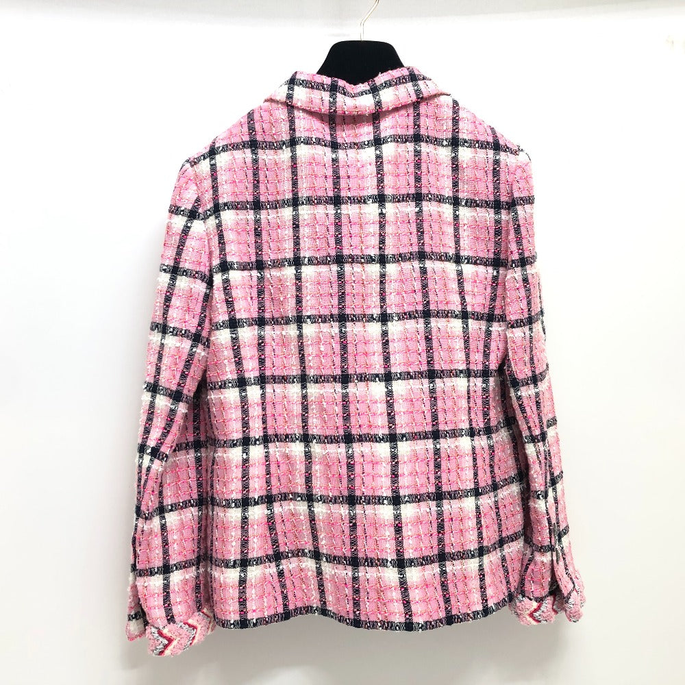 CHANEL Jacket P77302 tweed pink 24S COCO Mark button Women 34 Used Authentic