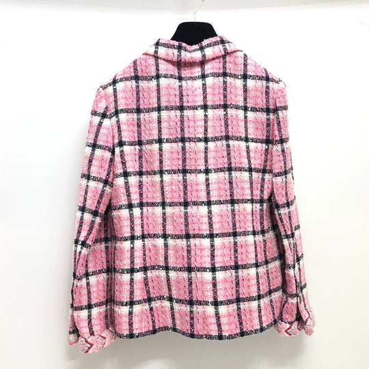CHANEL Jacket P77302 tweed pink 24S COCO Mark button Women 34 Used Authentic