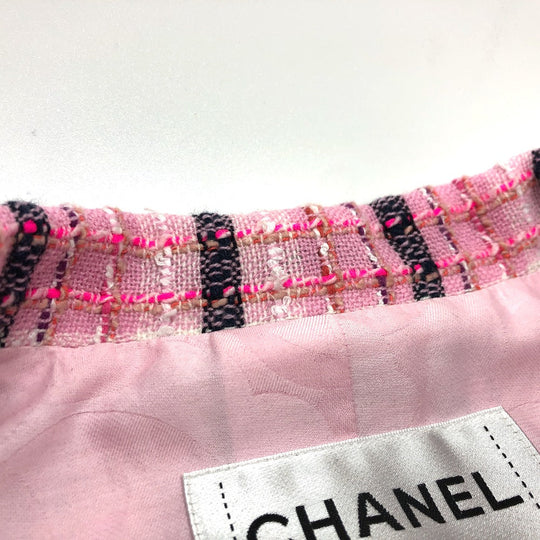 CHANEL Jacket P77302 tweed pink 24S COCO Mark button Women 34 Used Authentic