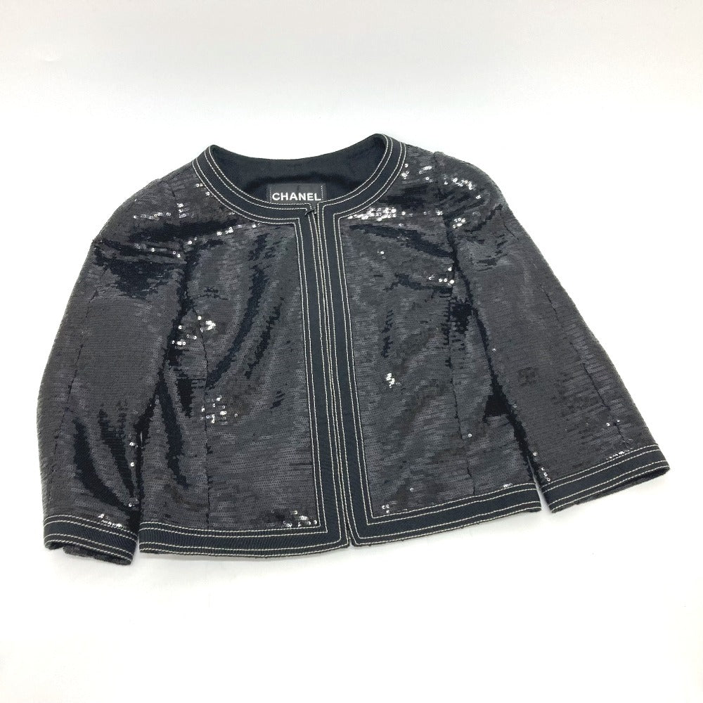 CHANEL Jacket P45044 Sequin black Sequin Women 36 Used Authentic