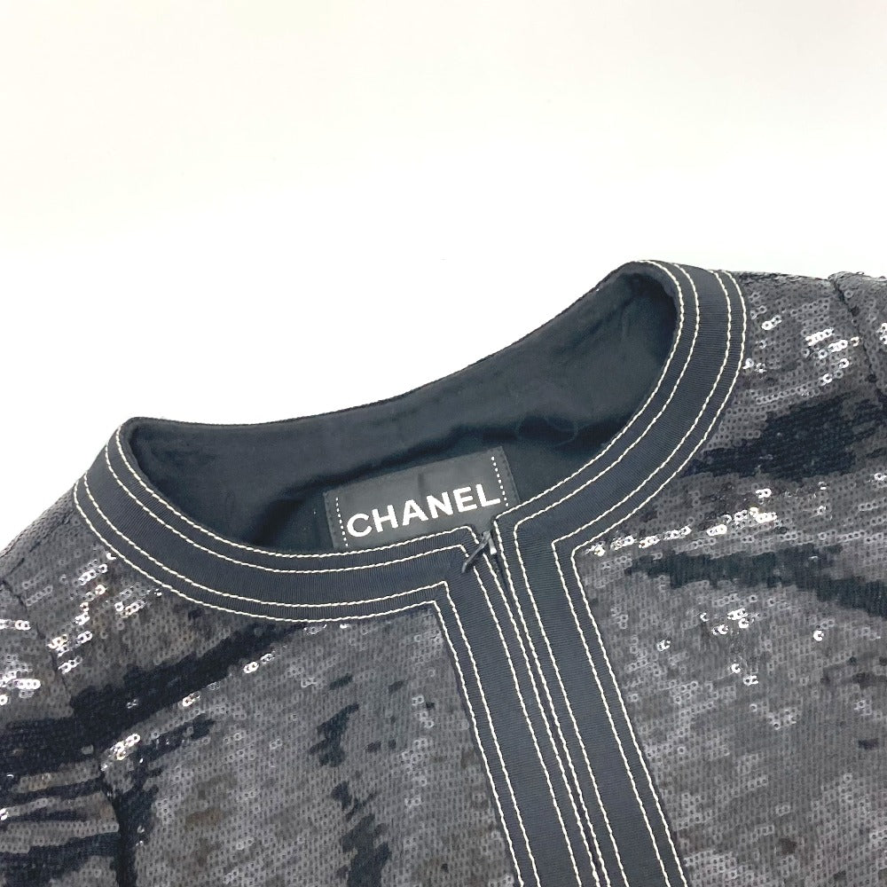 CHANEL Jacket P45044 Sequin black Sequin Women 36 Used Authentic