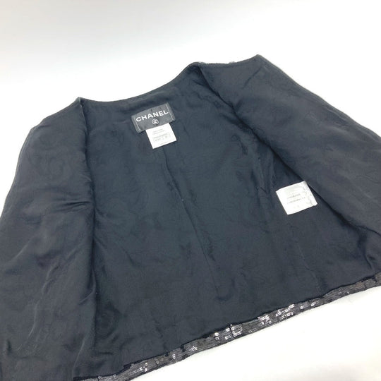 CHANEL Jacket P45044 Sequin black Sequin Women 36 Used Authentic