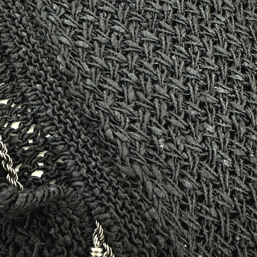 CHANEL cardigan P40660 cotton black Braided Chain Women Used Authentic