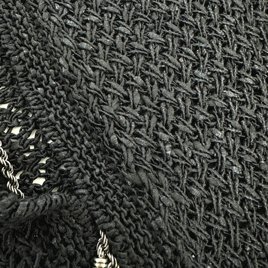 CHANEL cardigan P40660 cotton black Braided Chain Women Used Authentic