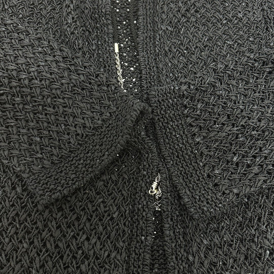 CHANEL cardigan P40660 cotton black Braided Chain Women Used Authentic