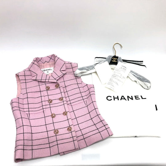CHANEL Best P77266 tweed pink 24S tweed Women 34 Used Authentic