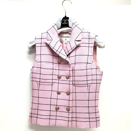 CHANEL Best P77266 tweed pink 24S tweed Women 34 Used Authentic