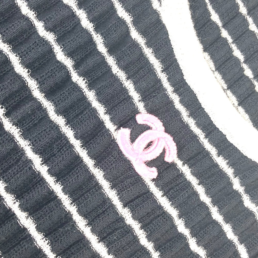 CHANEL knit P76857 Cotton, Polyamide black 24Stainless Steel New Release COCO Mark Border CC Women 34 Used Authentic