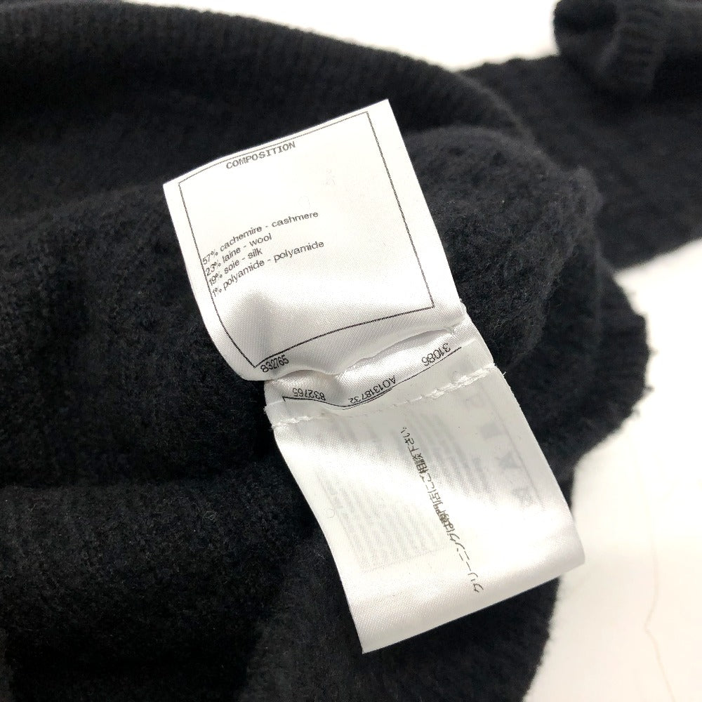 CHANEL sweater P59735 cashmere black 18B CCCOCO Mark logo icon beaded knit 34