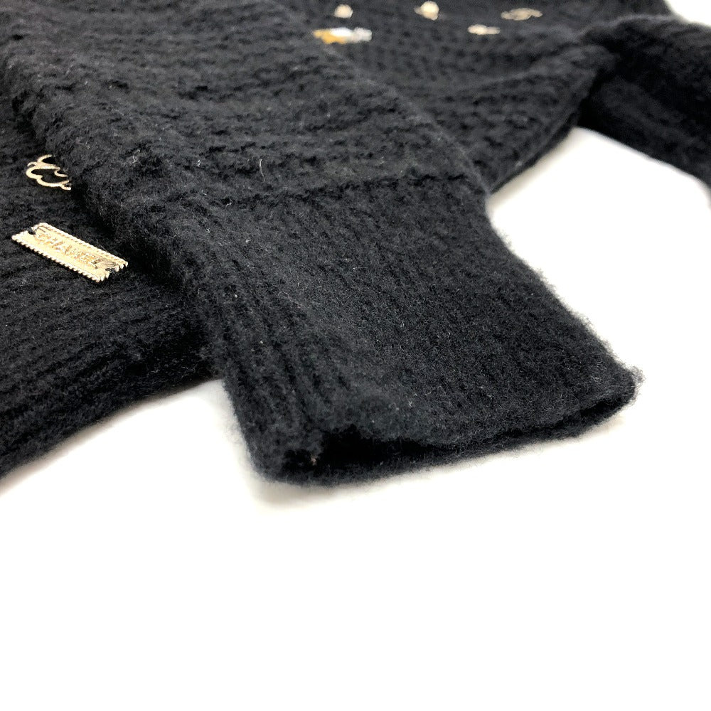 CHANEL sweater P59735 cashmere black 18B CCCOCO Mark logo icon beaded knit 34