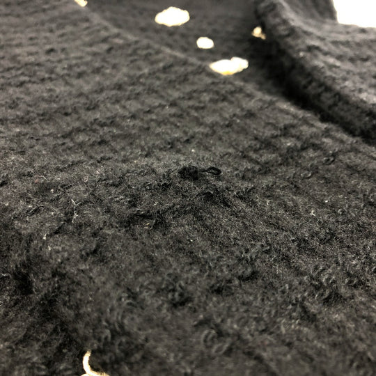 CHANEL sweater P59735 cashmere black 18B CCCOCO Mark logo icon beaded knit 34
