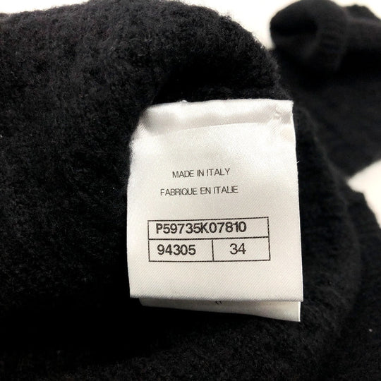 CHANEL sweater P59735 cashmere black 18B CCCOCO Mark logo icon beaded knit 34